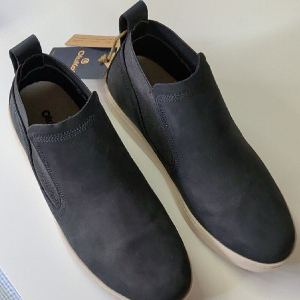 OluKai Pehuea Leather Mid Ankle Boot in Lava Rock Slip-On Size 10